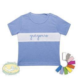 T-shirt colorata per neonati con nome ricamato